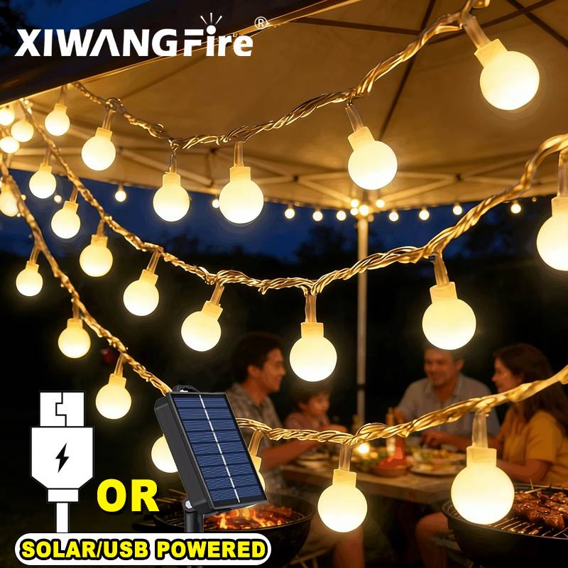 Outdoor Lighting For Christmas - 3-10M Solar/USB/Battery String Lights, Fairy Globe