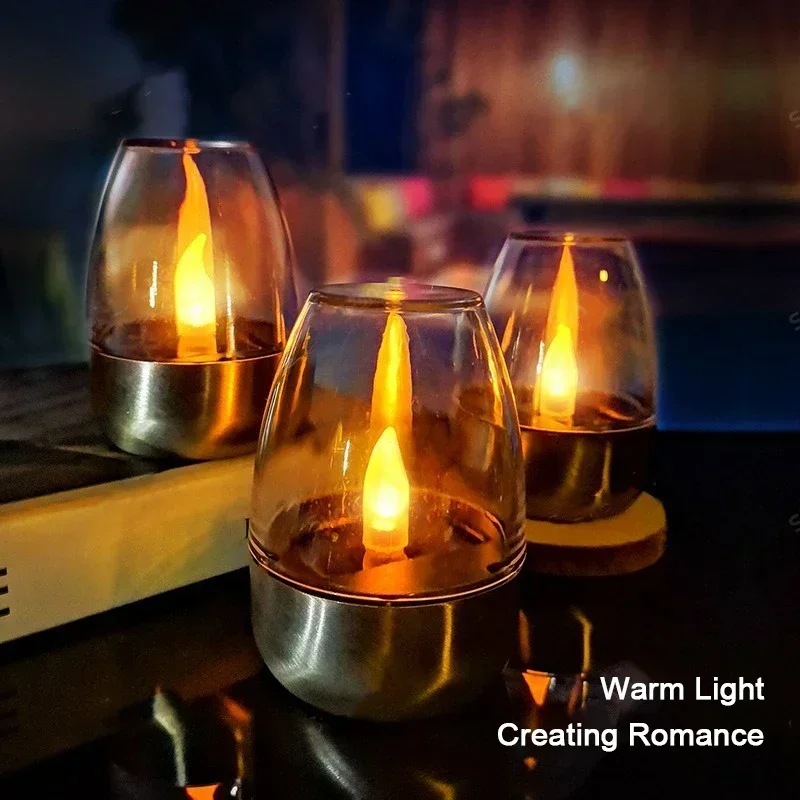 Outdoor Lighting For Gazebo - LED Solar Candles Light Flameless Rechargeable