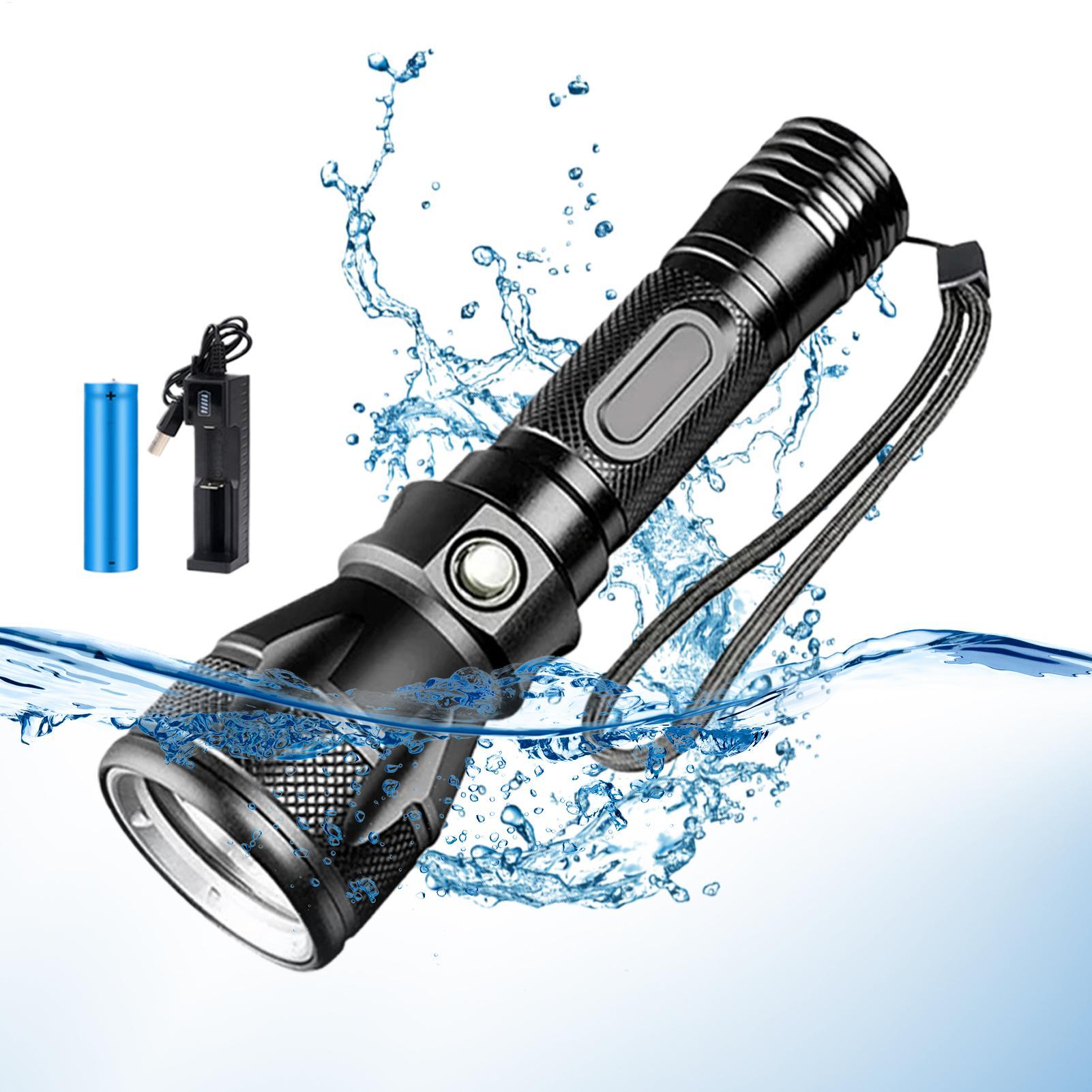 Outdoor Lighting Brands - 3-Mode Powerful Rechargeable Waterproof LED Diving