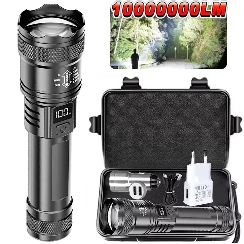 Outdoor Lighting Brands - Rechargeable LED Flashlight Zoomable Torch with