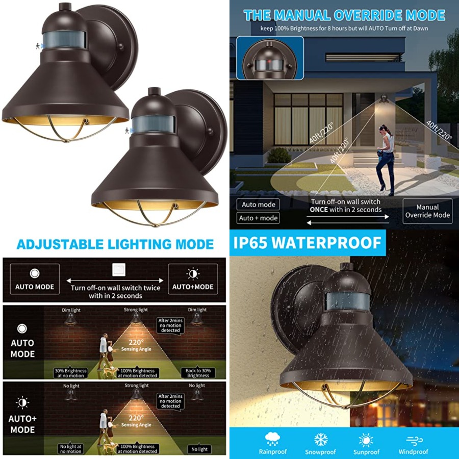 2 Pack Motion Sensor Outdoor L - Outdoor Lighting Lanterns review and price