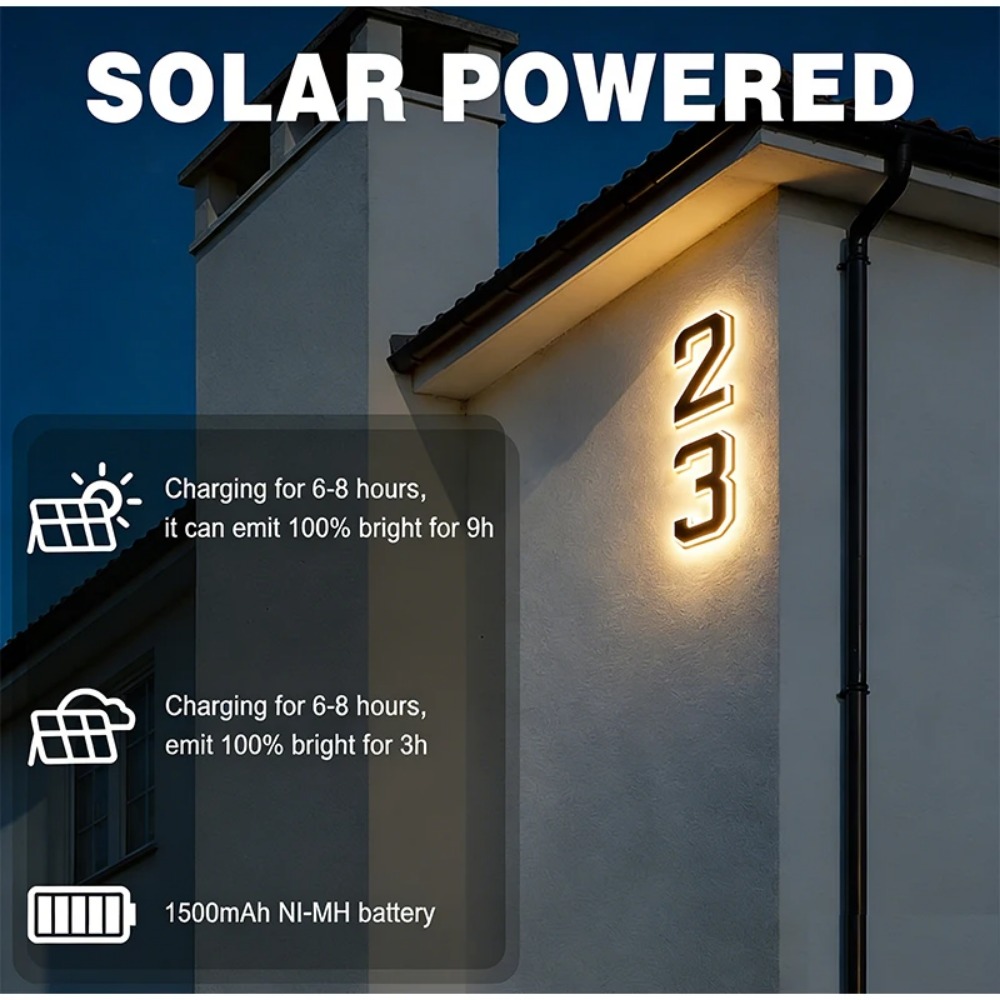 New Solar Address Sign LED Hou - Outdoor Lighting Lux review and price